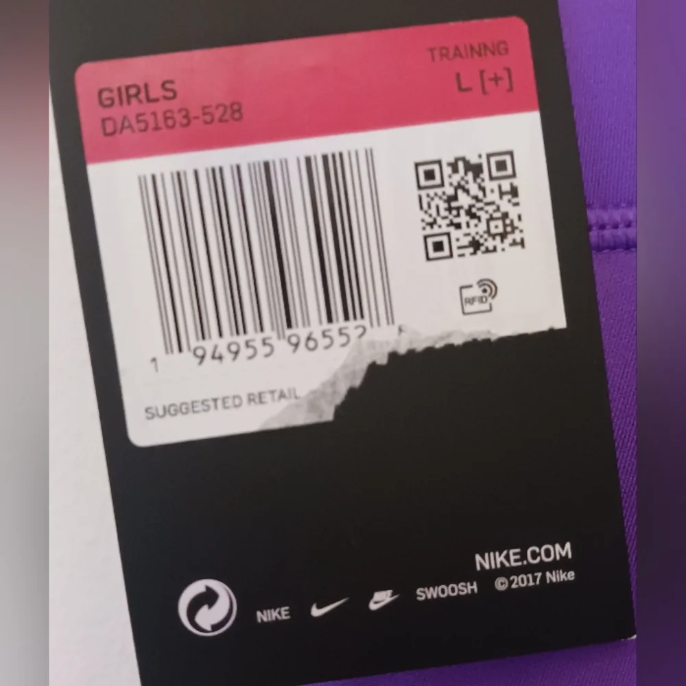 NEW NIKE GIRL'S DRI-FIT TROPHY TRAINING LEGGINGS PURPLE WHITE LARGE NWT